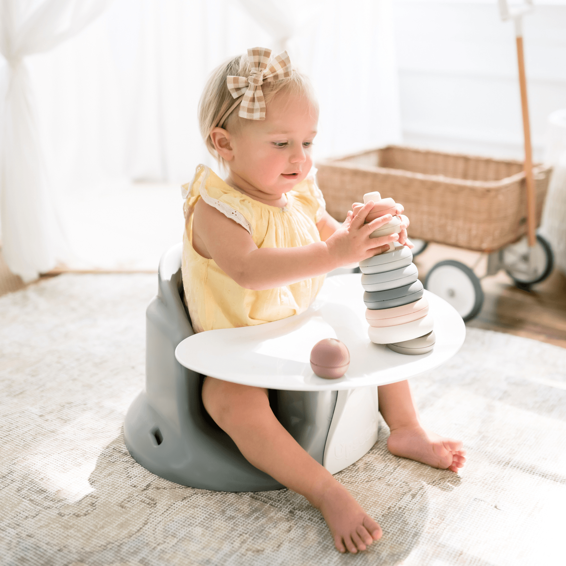 Upseat Baby Floor Booster Seat with Tray